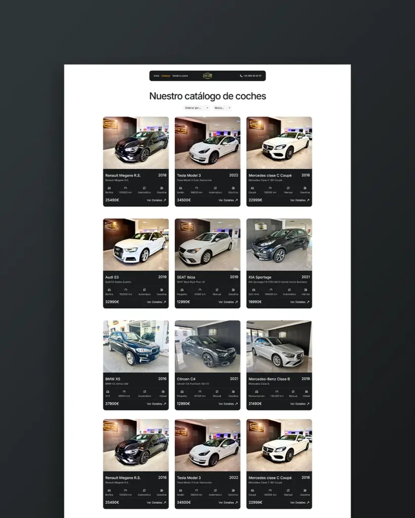 Diseño web catálogo de coches de Autos Genal