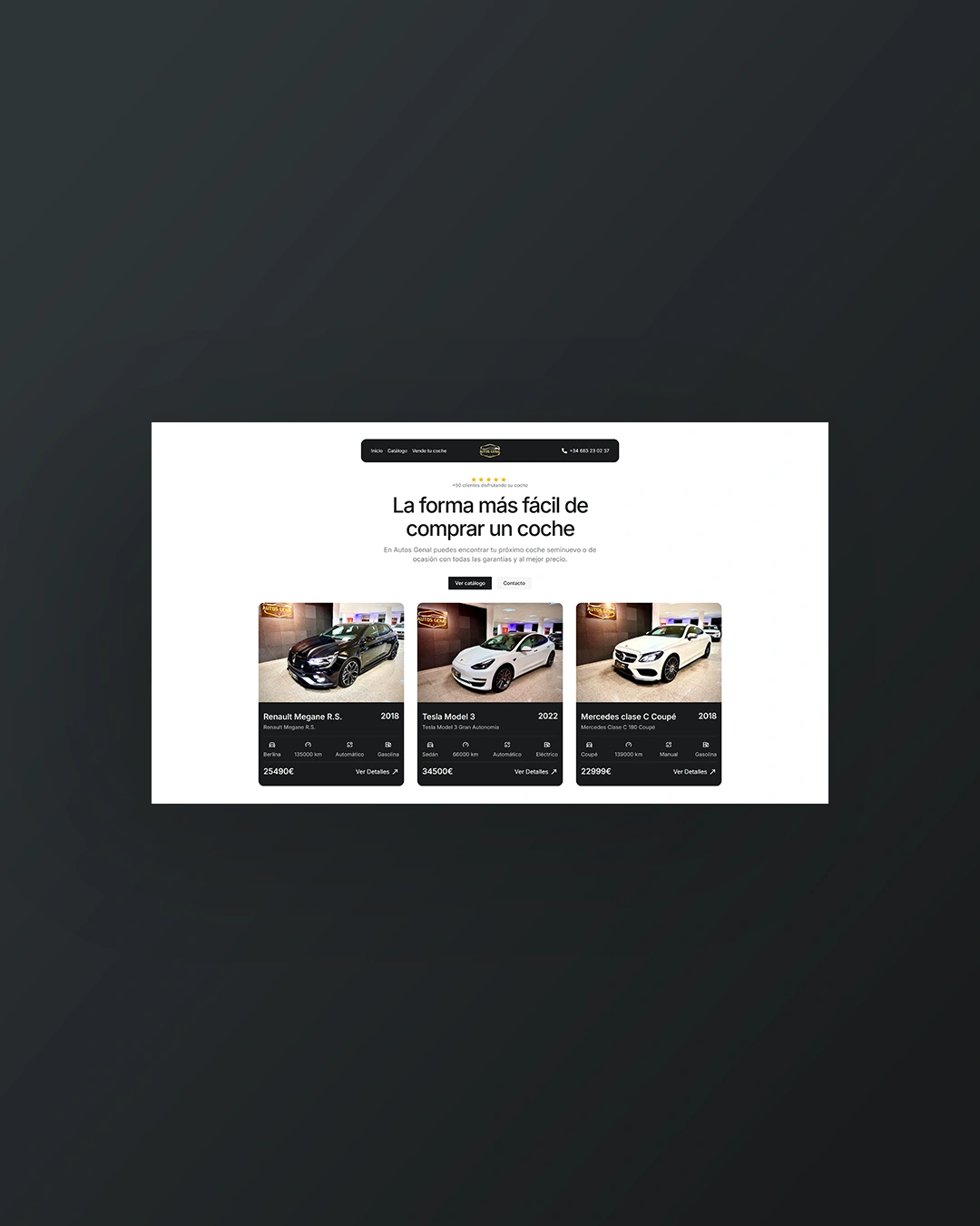 Diseño web página de inicio de Autos Genal