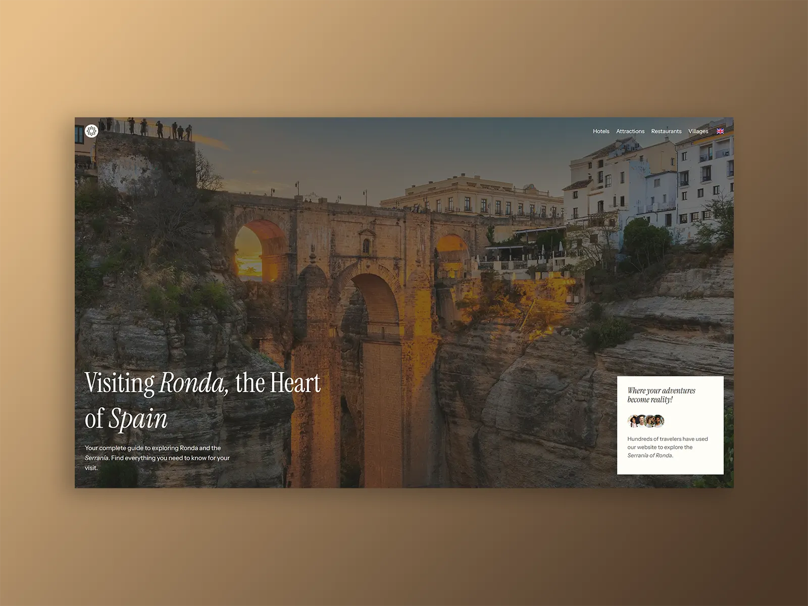 Diseño web del hero de Visiting Ronda