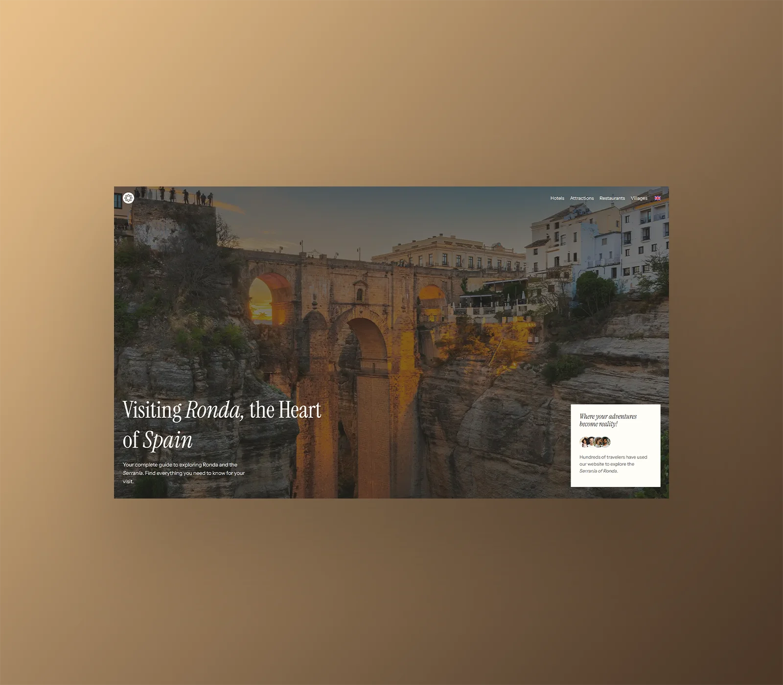 Diseño del hero de la página web Visiting Ronda