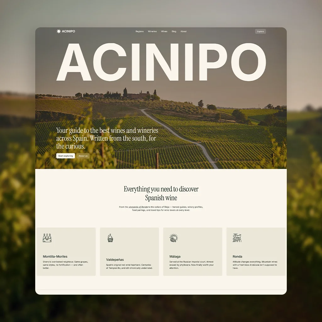 Diseño de la web de Acinipo Wines