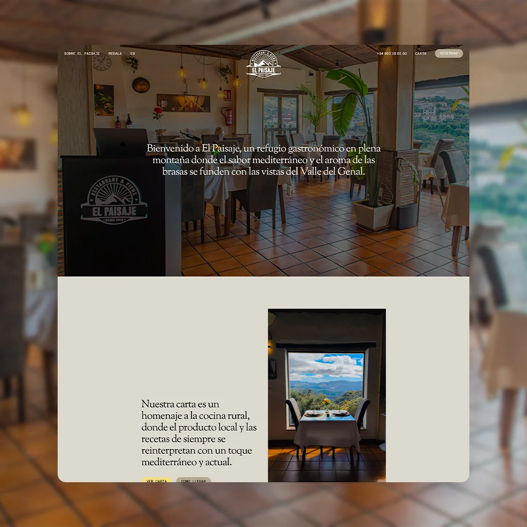 Diseño web de la página del restaurante El Paisaje