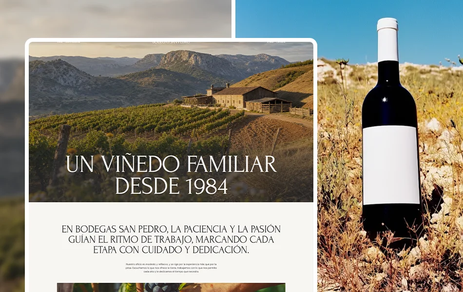 Boceto de una web de un viñedo en Ronda