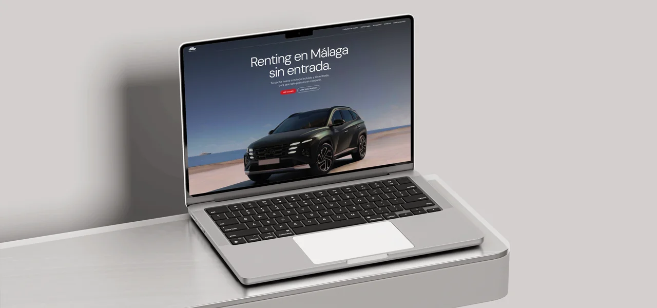 Un portátil con el diseño de la página web de Smart Car Renting