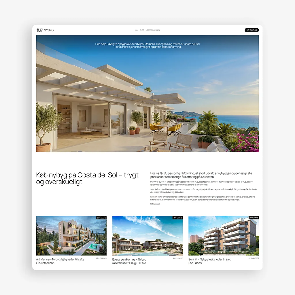 Diseño de la página web de Nybyg Real Estate